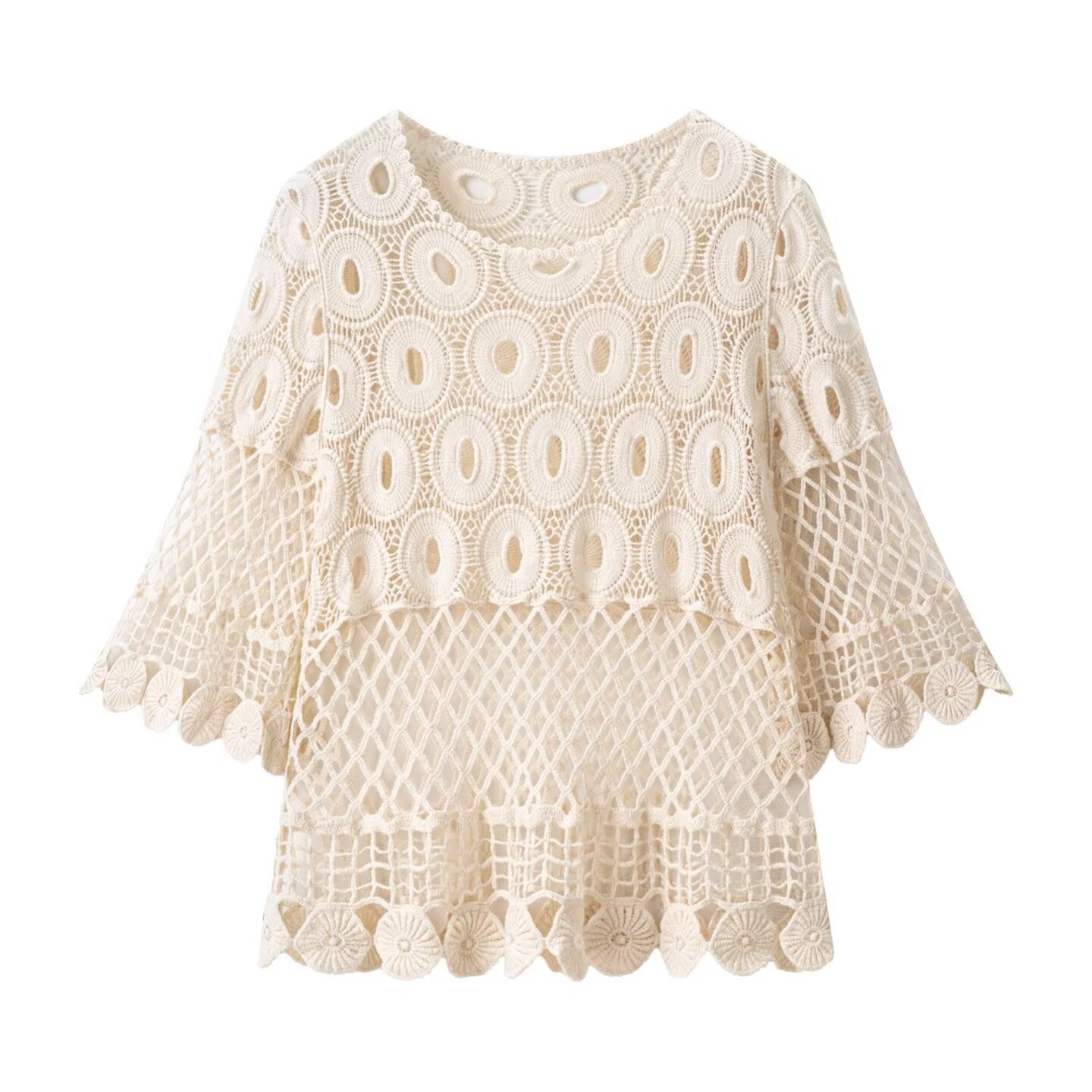 Summer crochet hollow lace top