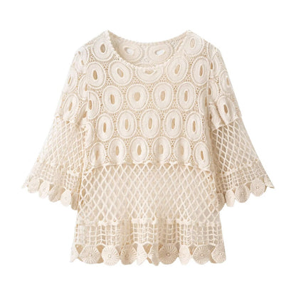 Summer crochet hollow lace top