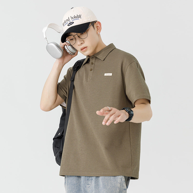 Short sleeved lapel loose T-shirt for men summer