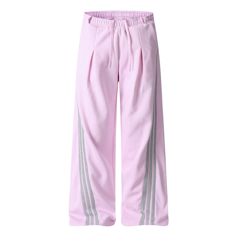 Three bar loose straight leg sweatpants