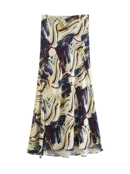 Women Elegant Skiet Sets Summer Fashion Asymmetrical One Shoulder Blouse+Mid-Calf Skirts Casual Street Outwear
