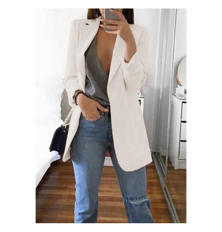 European and American fashion collar slim fit cardigan temperament suit jacket for women