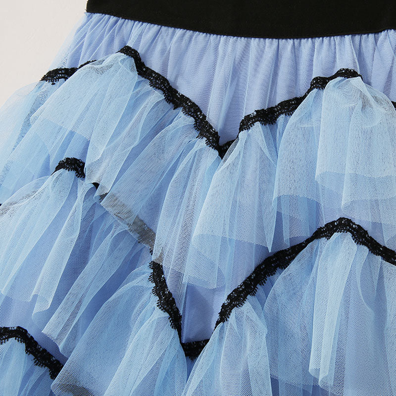 Summer Temperament Fluffy Cakee Tulle Maxi Long Skirt Multi-layered Irregular Fairy Anke Long Mesh Skirt