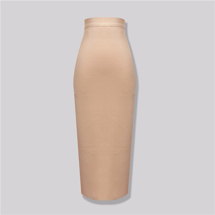 Sexy Bandage Midi Rok met Ritssluiting en Split