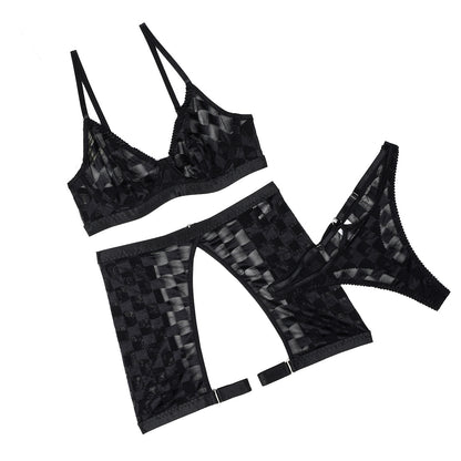 New mesh mesh sexy lingerie three piece set