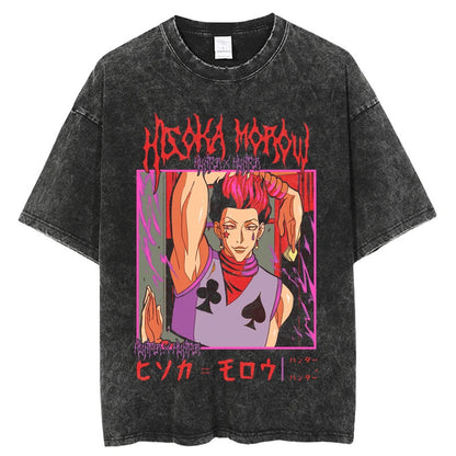 Summer New Fullmetal Alchemist Anime Print T-Shirt Summer Cotton Washed Top Retro Vintage Short Sleeve