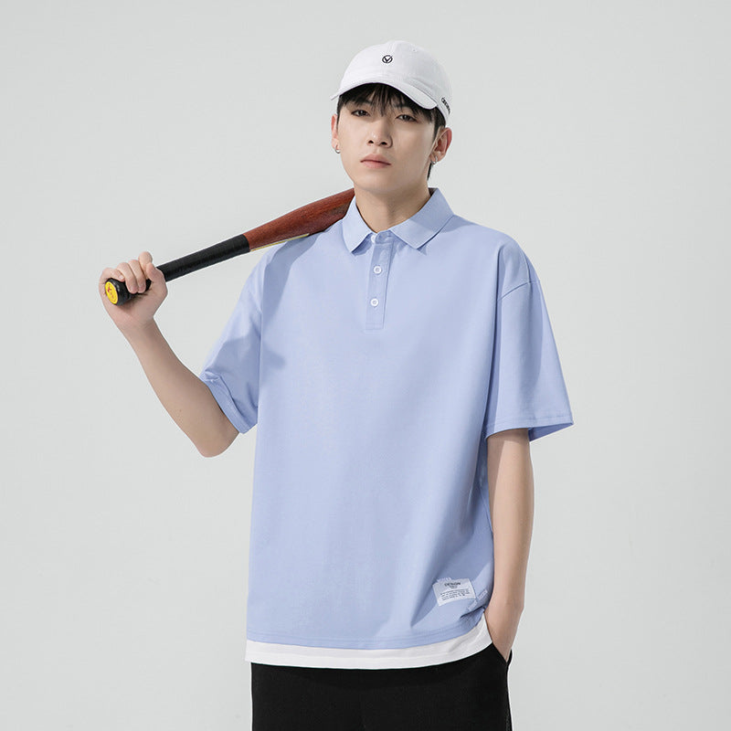 Men's short sleeved polo shirt solid color summer new style