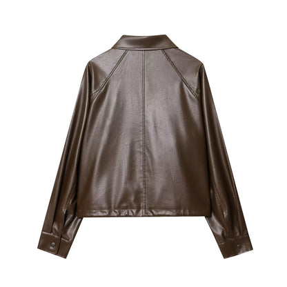 Drawstring leather jacket