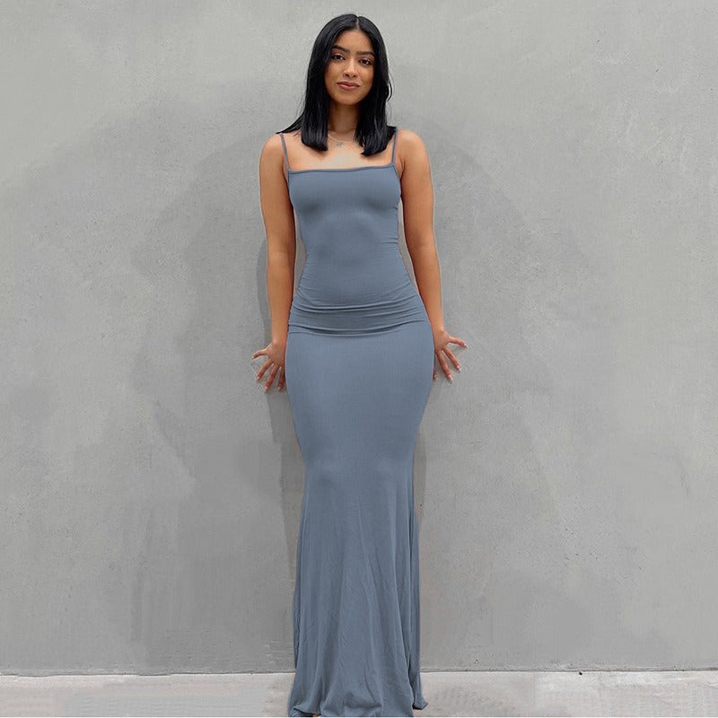 Spaghetti Strap Dress Satin Designer Sleeveless Skims Long Birthday Dresses Bodycon Elegant Evening Party Dress