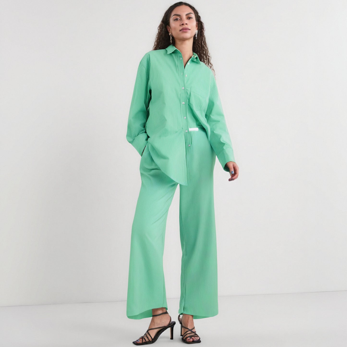 Striped Pants Sets Women's 2-piece Autumn Chic Loose Wide-leg Pants Sets Street Fashion Youth 2 Piece Sets Womens Outfits
