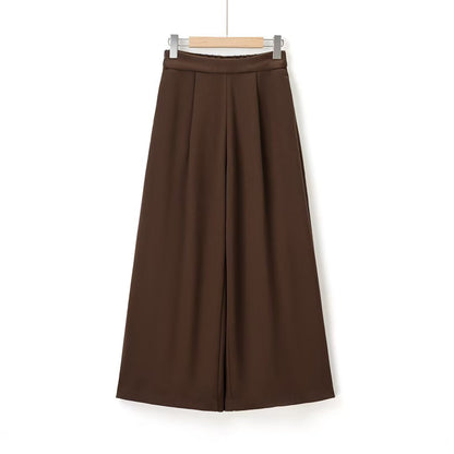 Commuting style elegant velvet high waisted wide leg pants