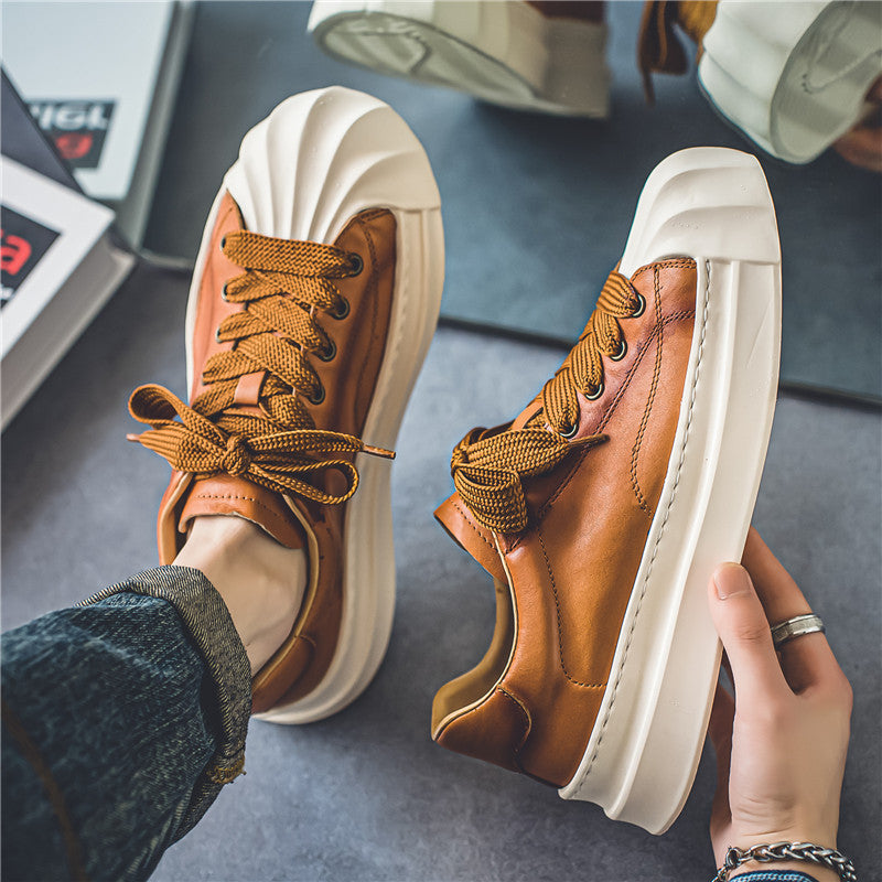 Lage casual leren sneakers met aparte neus voor heren