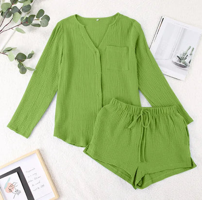 Ladies' summer pajamas made of pure cotton gauze