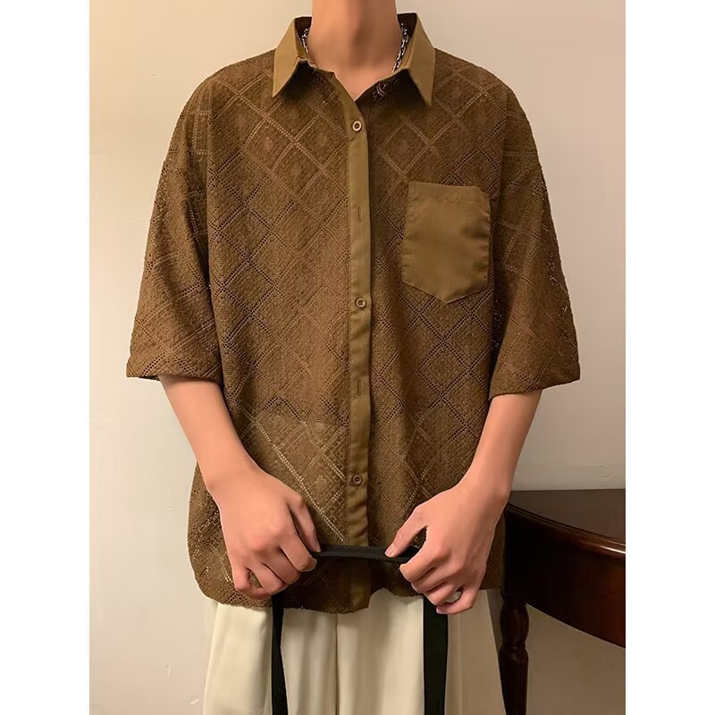 Short sleeved shirt men's summer loose and versatile casual top