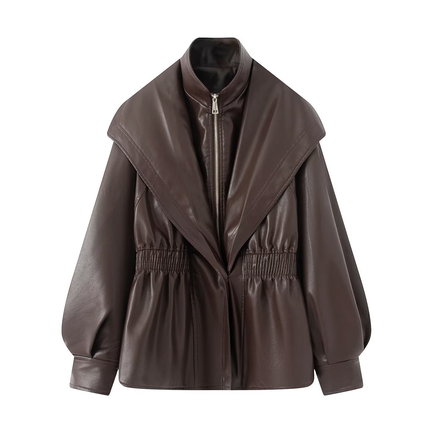 Fake leather jacket with two pieces of imitation leather