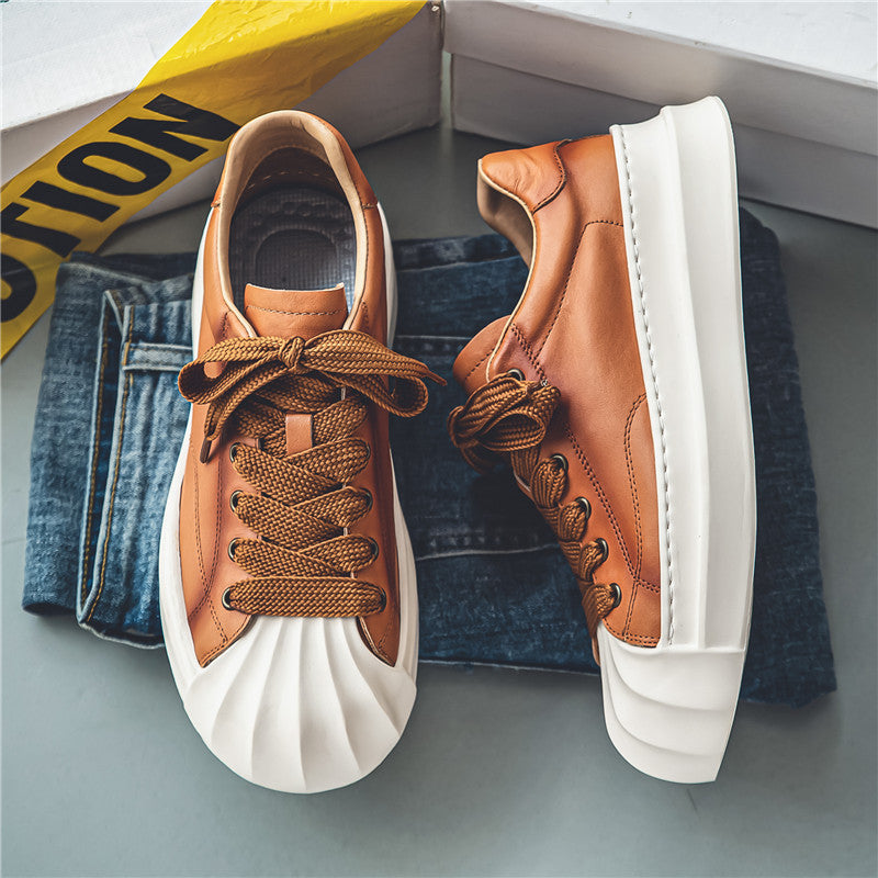 Lage casual leren sneakers met aparte neus voor heren