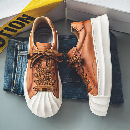 Lage casual leren sneakers met aparte neus voor heren