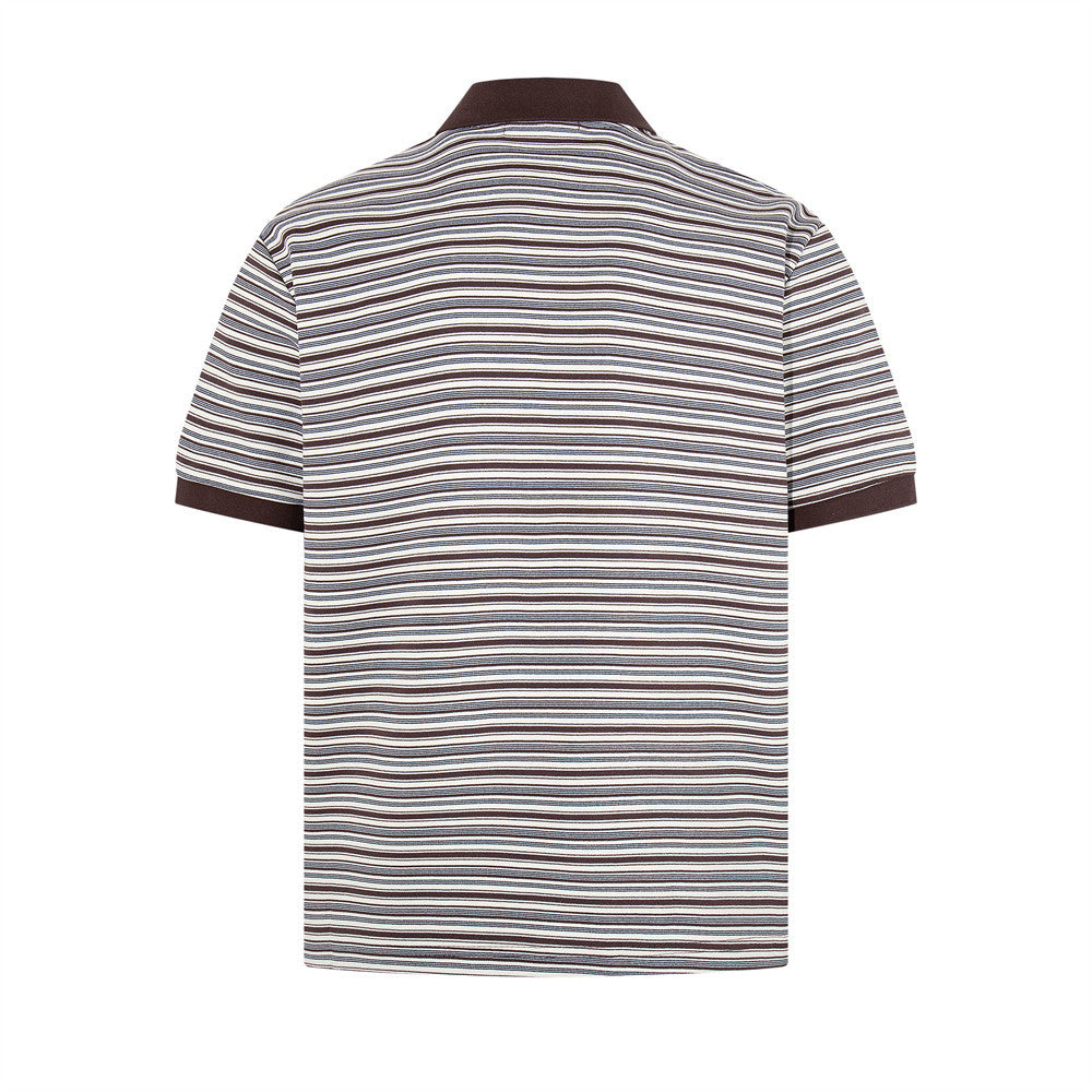Striped short sleeved polo shirt
