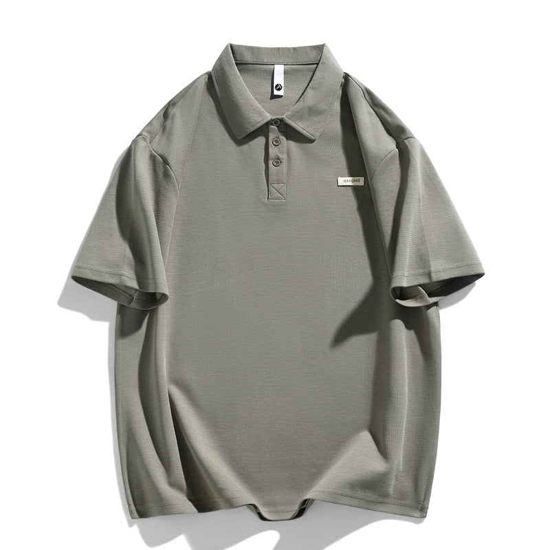 Short sleeved lapel loose T-shirt for men summer