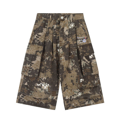 Versatile wide leg men's and women's summer loose workwear cropped pants