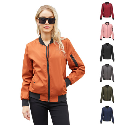 Stand up collar long sleeved loose jacket