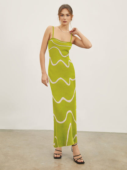 Summer style halter skirt slim striped knit sexy hip wrap dress