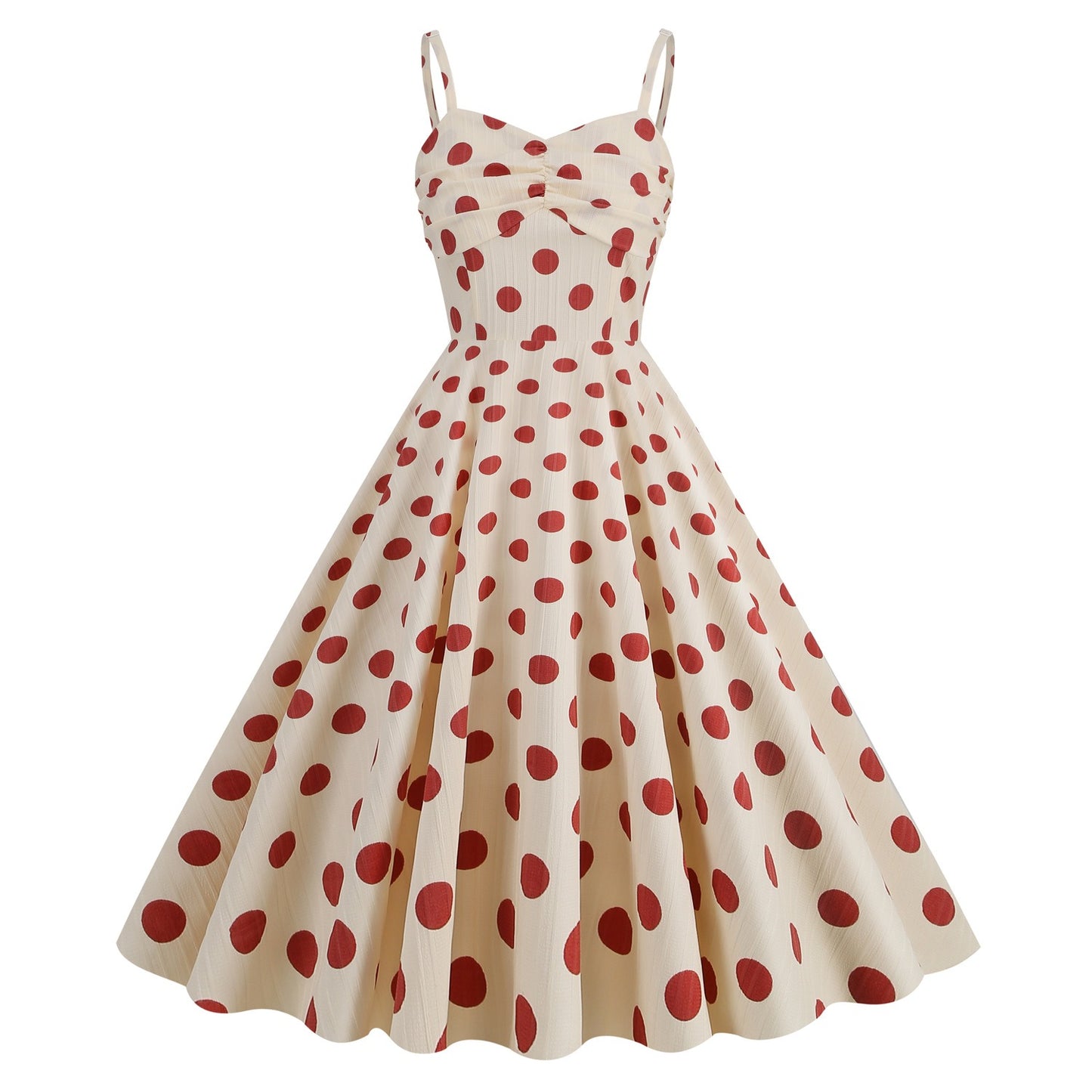 Blue and white English style suspender with a straight line collar, waist cinching large hem dress for women in summer