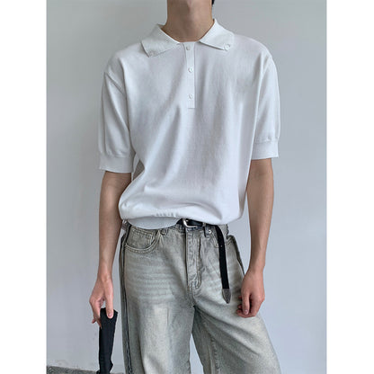 Gebreid poloshirt met korte mouwen voor heren