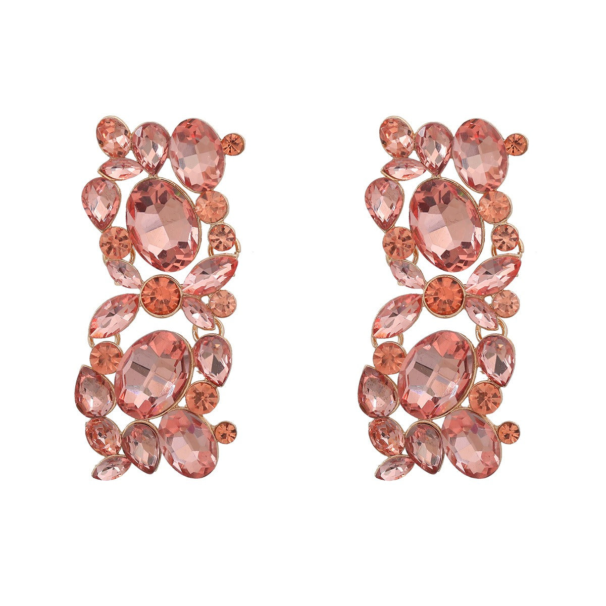 Full diamond square women's alloy inlaid diamond exaggerated earrings