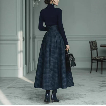 Solid color texture long sleeved elegant French dress for women