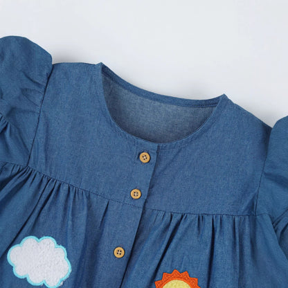 Dress for Kids with Cartoon Applique