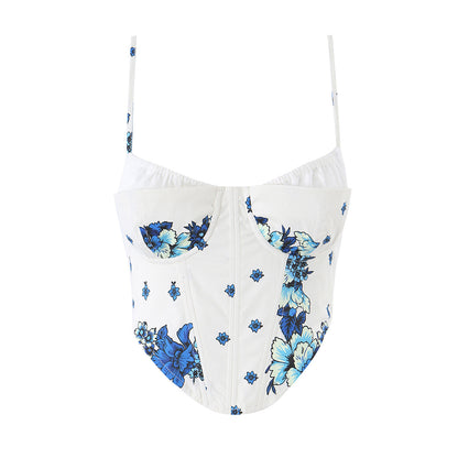 Floral Print Crop Top and Pants Set, Boho Style, Summer Outfit, Allover Print, Sleeveless, Fitted, Casual Wear