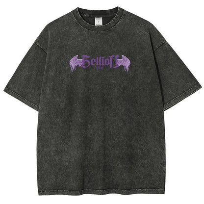 Summer New Anime Print T-Shirt Summer Cotton Washed Vintage Short Sleeve Top Trendy
