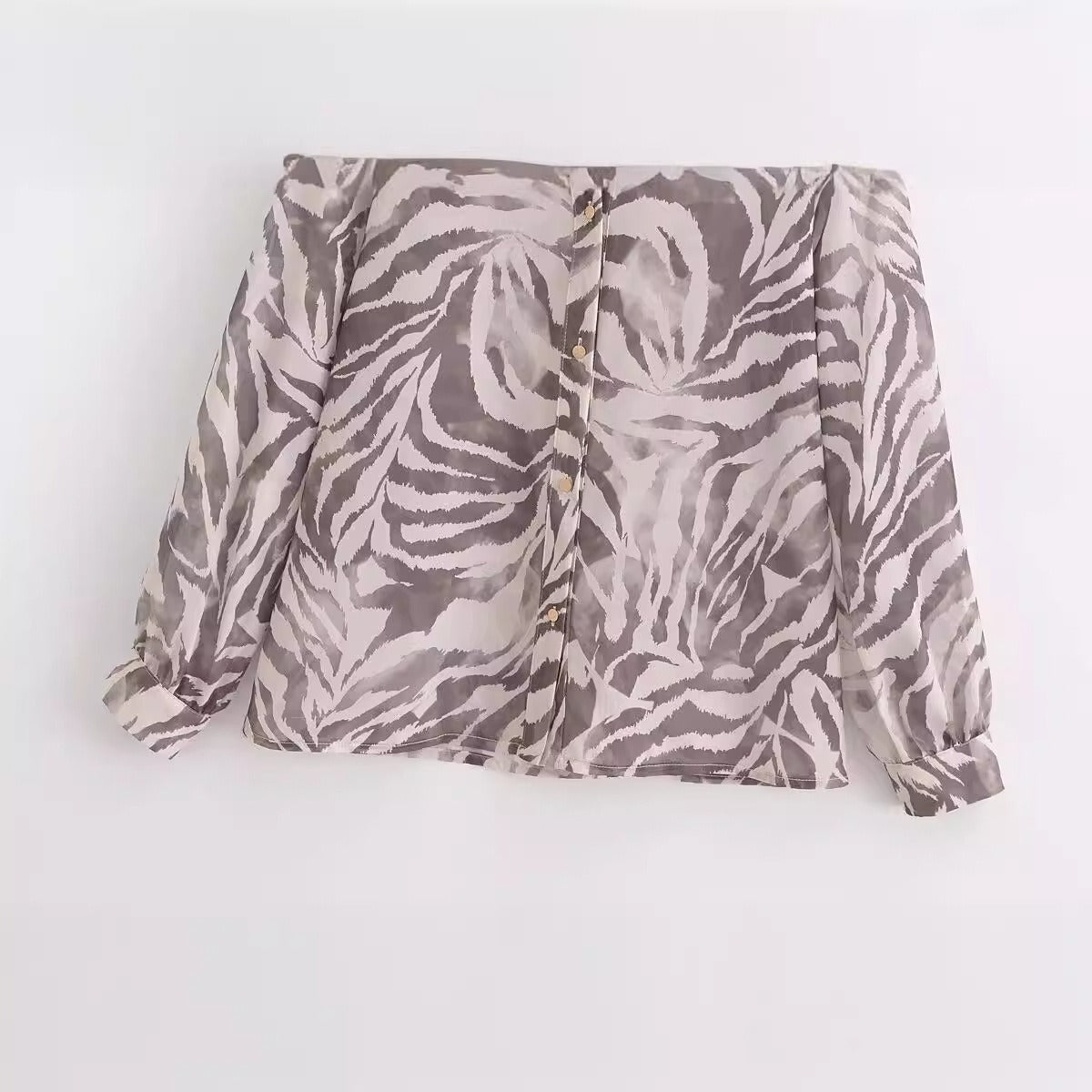 European and American summer new style fashionable lapel long sleeved single breasted versatile printed shirt for women