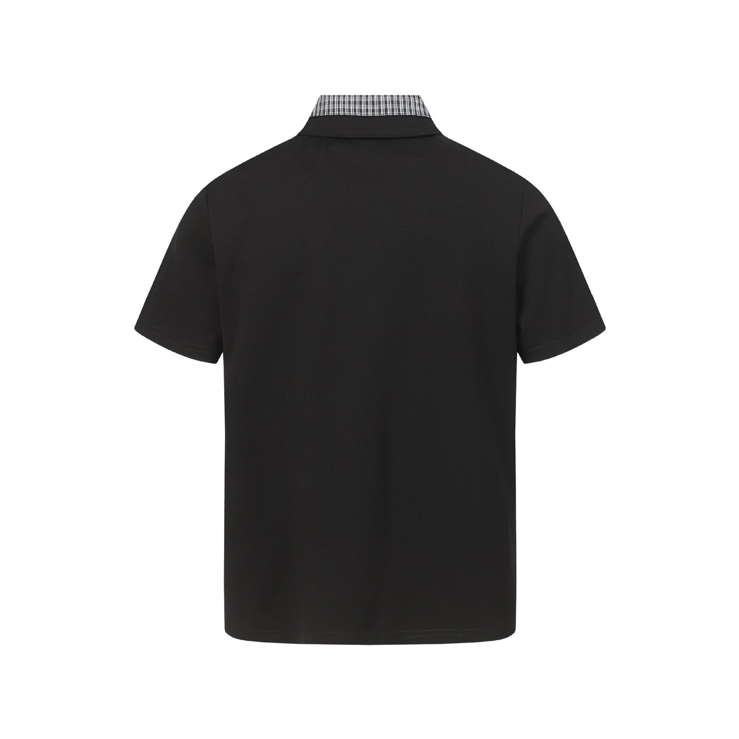 checkered collar polo shirt casual versatile short sleeve top