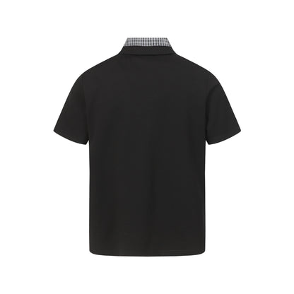 checkered collar polo shirt casual versatile short sleeve top