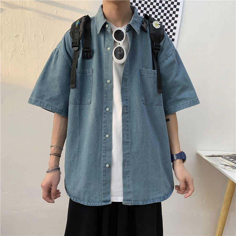 Casual Loose Fit Denim Shirt for Men