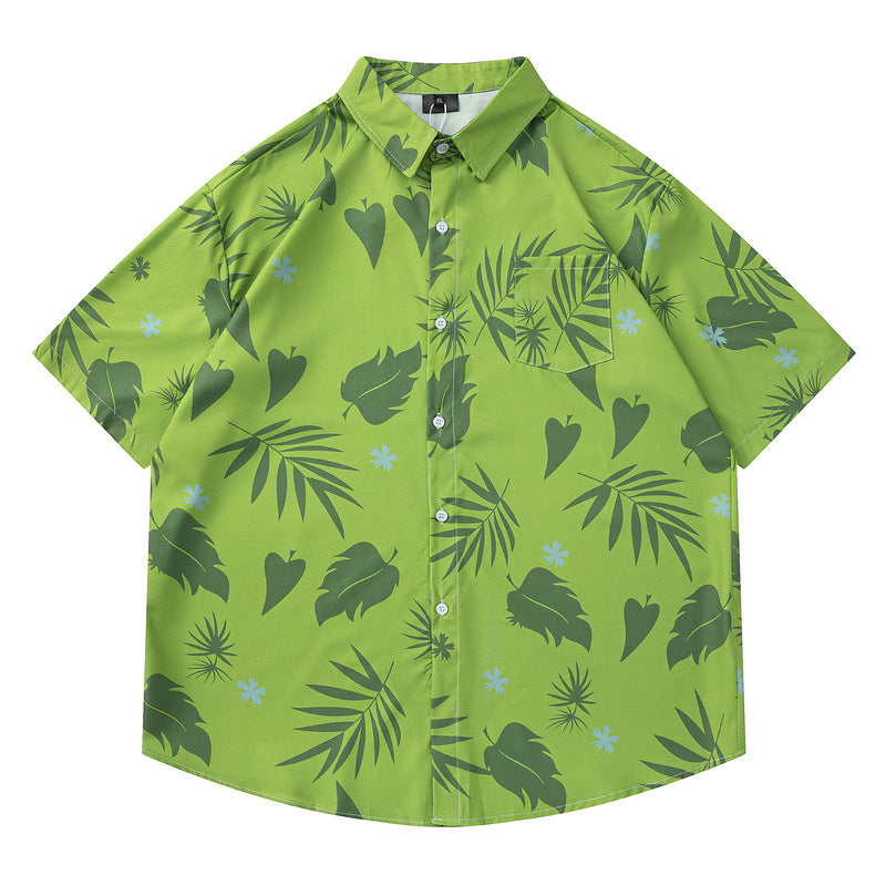 Print Shirt Men's Short Sleeve Summer Beach Loose Style Shirt
