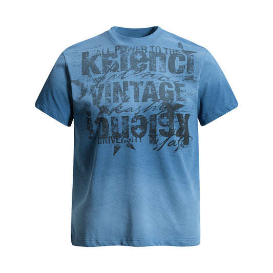 Washed vintage gradient short sleeved T-shirt