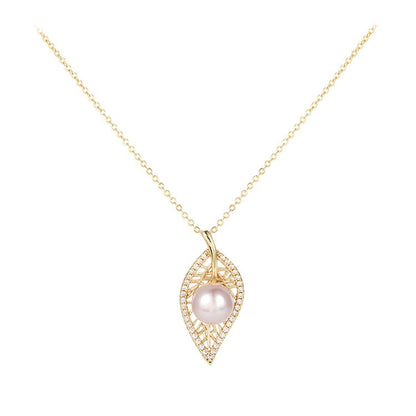 Hoogwaardige blad-parelketting voor dames