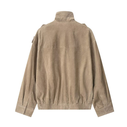 Suede textured leather jacket