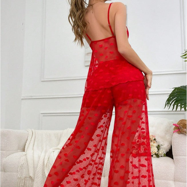 Sexy Lace Lingerie Set with Heart Netting for Women's Intimate Wear