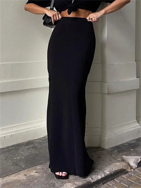 Tossy Fashion For Women Black Long Skirts High Waist Slim Seamless Elegant Ladies Gown Casual Summer  New Female Maxi Skirts