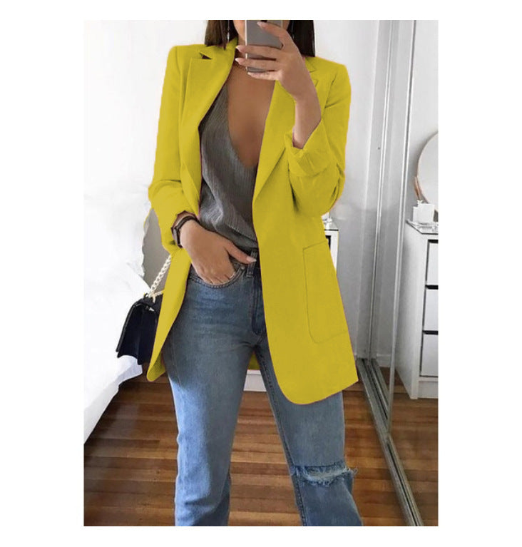 European and American fashion collar slim fit cardigan temperament suit jacket for women