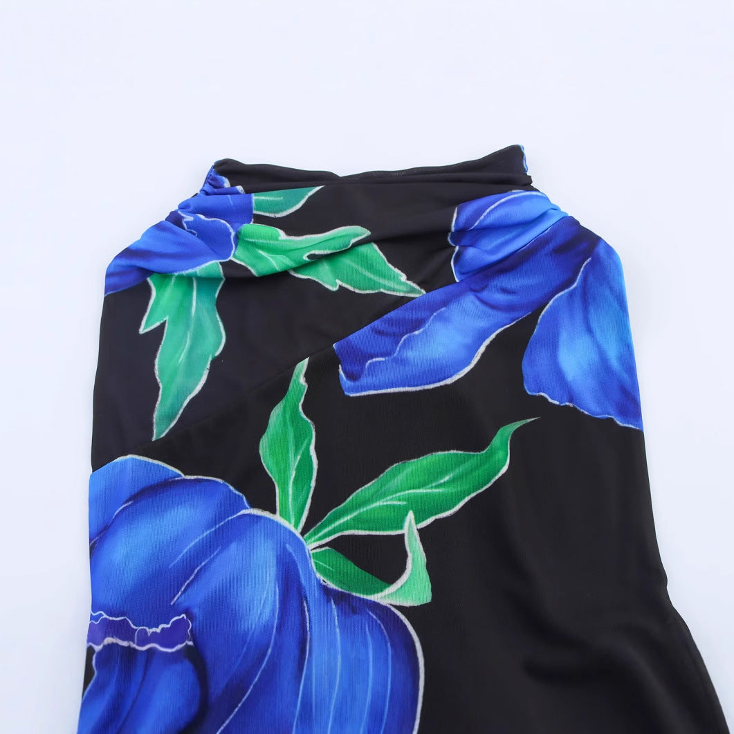 Women's Clothing Printed Draped Dress