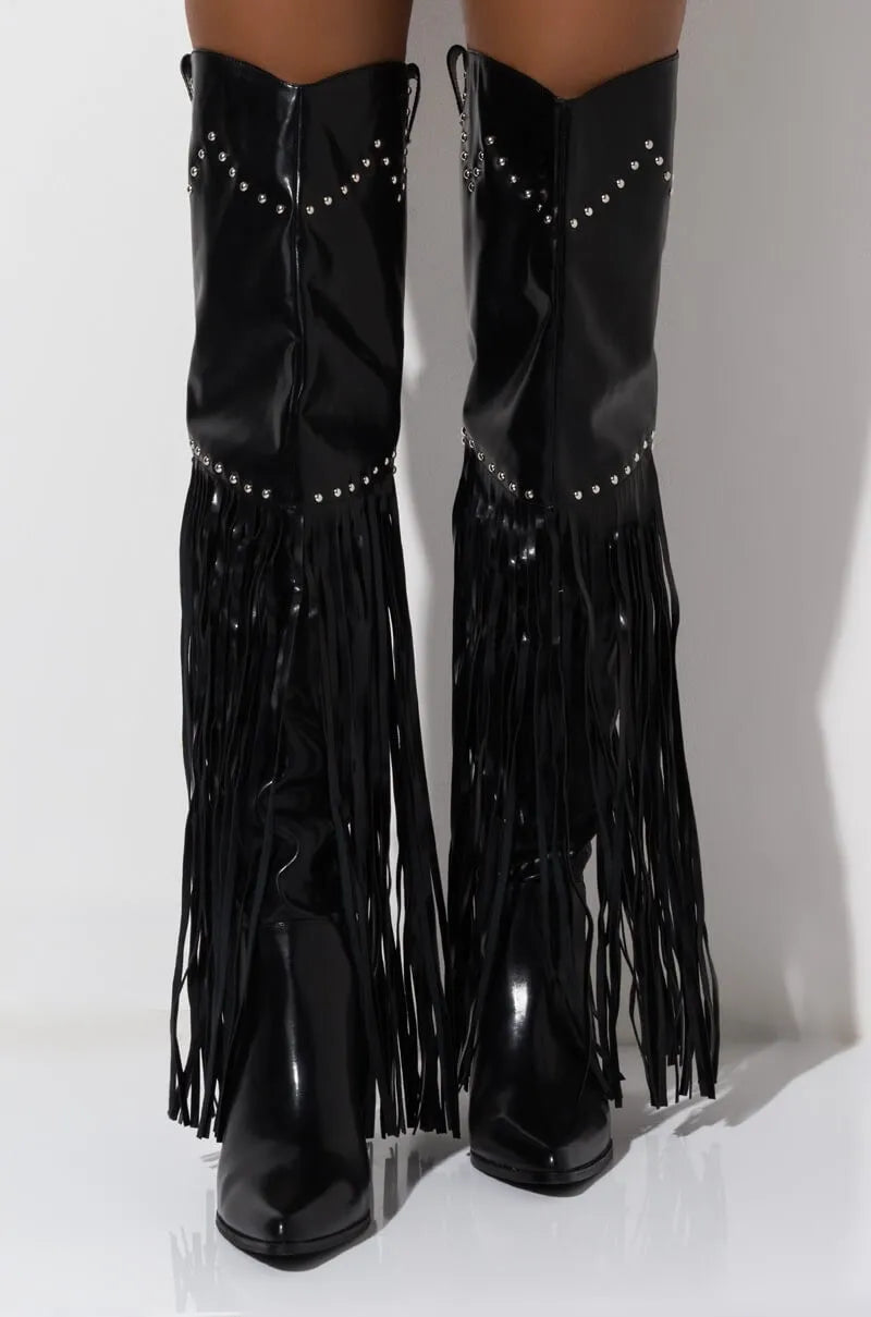 Overknee western cowboylaarzen met franjes