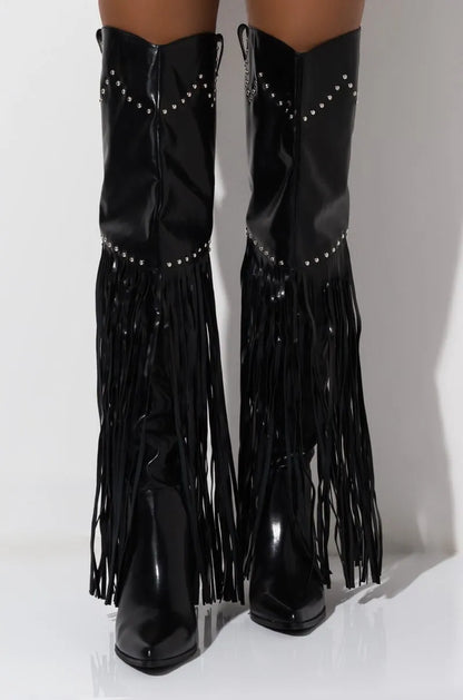 Overknee western cowboylaarzen met franjes
