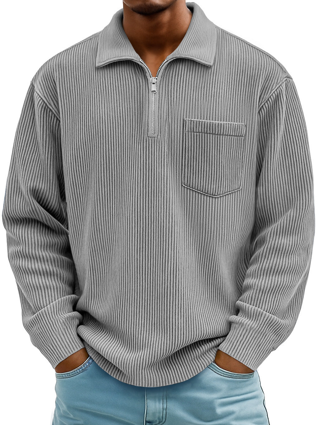 Zipper long sleeved pullover top