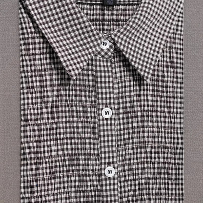 Summer European and American new fashionable small plaid short sleeved shirt