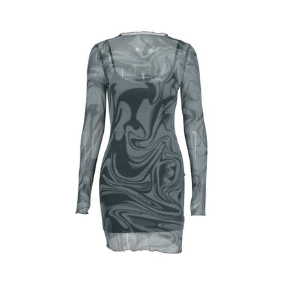 Women's Strapless Printed Sexy Bodycon Dress Two-Piece Set